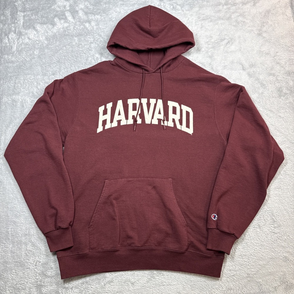 Champion‎ Harvard Hoodie Men Large Maroon Pullover Classic